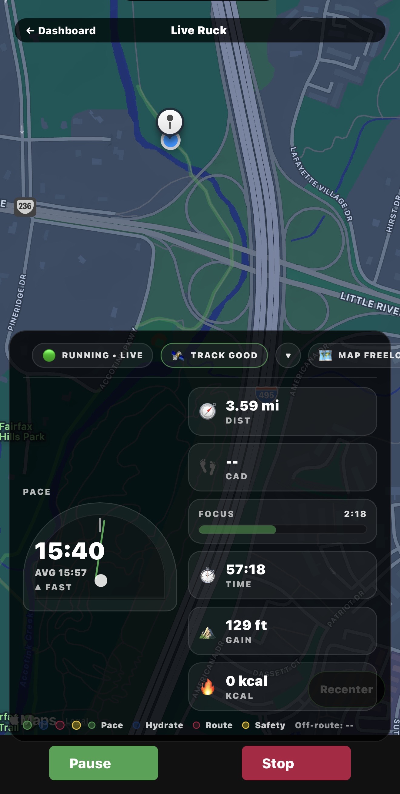 Live ruck tracking screen
